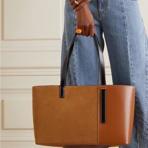 Staud Shoko Tote Bag Brown Suede